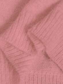 Chiquease European & American Stylish Heart Embroidery Pattern Faux Mink Loose Fit Casual Pullover Sweater, For Valentine's Day/Autumn/Winter