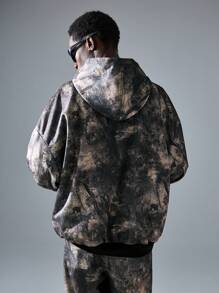 NEON BLANC 男士街头风格刺绣连帽运动衫，适合秋冬 - 棕色 - 查看 3