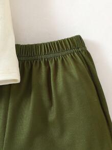 SHEIN 两件套男童挖掘机印花无袖上衣和短裤户外套装，可爱卡通圆领背心和休闲印花短裤，适合夏季穿着，户外服装 - 彩色 - 查看 4