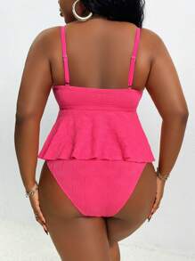 Slaydiva 2 件套大码女式可爱肩带荷叶边分体泳衣套装，适合夏季海滩度假