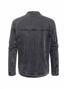 Manfinity Hypemode Men's Front Button Closure Long Sleeve Pocket Casual Denim Jacket