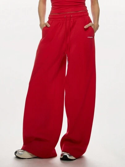 MISSGUIDED 超大阔腿运动慢跑裤舒适羊毛休闲运动裤带口袋休闲街头运动裤训练瑜伽健身