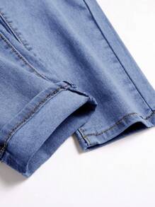 Manfinity Homme Quần denim thường ngày có túi cài nút phía trước dành cho nam - Rửa nhẹ - Xem 7