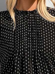 EMERY ROSE 中年女士雪纺中袖衬衫，夏季休闲衬衫，适合中老年人 - 黑色 - 查看 5