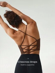 GLOWMODE FeatherFit™ Crisscross Back Loneline Sports Bra Tank Top Light Support Low Impact Yoga Daily Gym