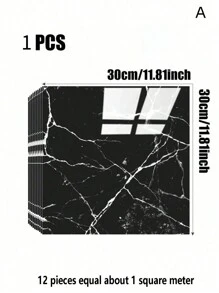 SHEIN 1pc/6pcs/12pcs/ Black Faux Ceramic Tile & Marble Contact Paper, Waterproof Self-Adhesive Wall Sticker For Wall Renovation, Decoration, Moisture-Proof, Aluminum Composite Board, Living Room, Bedroom, Bathroom,Floor Tiles,Peel And Stick Wallpaper
﻿