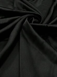 SHEIN Clasi 纯色褶皱重叠领无袖缎面衬衫、无袖上衣 - 黑色 - 查看 5