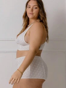 Aralina Curve All Over Lace Corset Boyleg Valentine Bra And Panty Lingerie Set