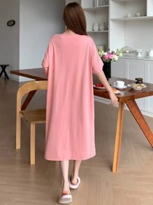 DAZY Camisón de mujer de manga corta con estampado de dibujos animados y corte holgado