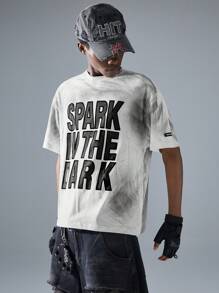 NEON BLANC 男士街头风格字母图案白色针织 T 恤