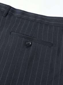 Manfinity Mode Plus Size Men's Striped Double Breasted Long Sleeve Minimalist Blazer And Pants Suit Set
