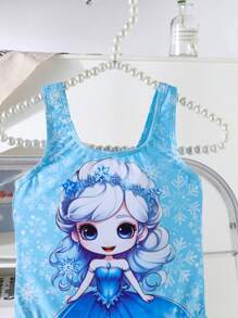 1pc Girls Printed One-Piece Swimsuit - Multicolor - View 6