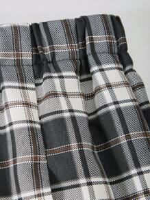 SHEIN 1pc Girls' American Plaid Pleated A-Line Skirt - Multicolor - View 5
