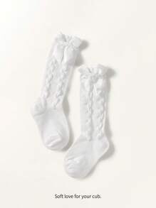 Cozy Pixies 1 Paio Di Calze Medie In Cotone Per Ragazze Con Fiocco, Carine E Dolci Per Uso Quotidiano