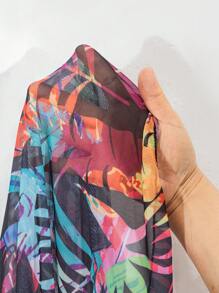 Swim Lushoire 女式 V 领短袖印花简约罩衫，休闲和度假装，适合夏季海滩度假 - 彩色 - 查看 6