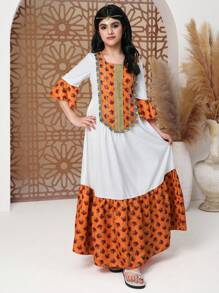 少女休闲简约长袖连衣裙，日常穿着 - 彩色 - 查看 4