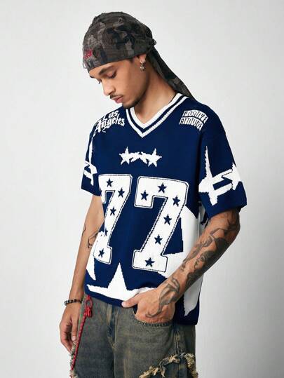 Prep Pull-over tricoté à manches courtes pour homme, T-shirt tricoté décontracté pour homme