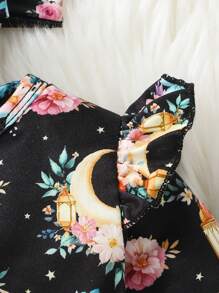 SHEIN Baby Girls Christmas Red Plaid Snowflake Decor Casual Dress, Comfortable & Suitable For New Year Outfit And Daily Casual Wear, Autumn/Winter