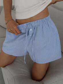 DAZY Pantalón corto de pijama con botones y cordón a rayas simples