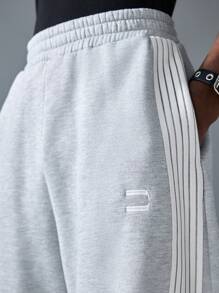 NEON BLANC 男士街头风格宽松灰色针织运动裤，校园风，街头休闲装 - 淺灰色 - 查看 6
