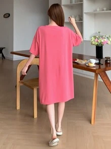 DAZY 卡通印花宽松短袖女士睡袍睡衣