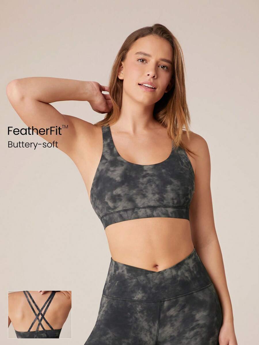 GLOWMODE FeatherFit™ Crossover Strap Sports Bra Gym Fall Winter - Multicolor - View 1