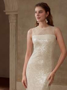 MOTF PREMIUM ROBE PERLÉE AVEC FAUSSES PERLES ET PAILLETTES