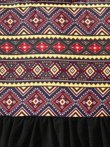 SHEIN Adorable Geometric Pattern Long Sleeve Dress For Baby Girls, Spring/Summer - Black - View 3