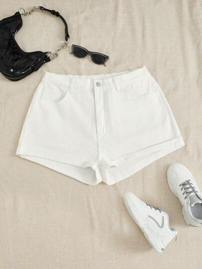 SHEIN ICON Plus Size Women Non-Stretch Jean Shorts