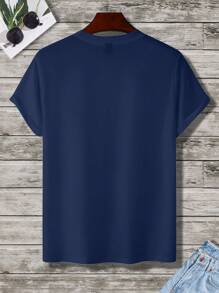 Manfinity Homme Men's Solid Color Crew Neck Short Sleeve Casual T-Shirt Men T Shirts Men Clothing Men T Shirts Plain T Shirts Men Men T Shirts Casual Men Plain T Shirts - Royal Blue - View 2