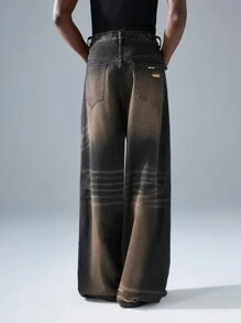 NEON BLANC Pantalones vaqueros largos de mezclilla de estilo callejero y tejidos para hombres - Negro - Ver 3