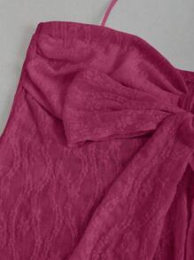 Sweetra Top de cuello halter de unicolor elegante con encaje