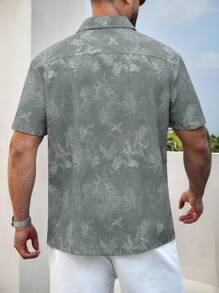 ResortEase Camisa casual de manga corta simple para hombre de talla grande, para uso diario