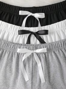 3 件套女式纯色拼接松紧腰休闲裤 - 彩色 - 查看 4