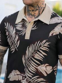 Manfinity RSRT Men's Front Button Short Sleeve Printed Casual Top And Pants Set - Multicolor - View 3