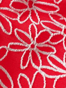 Swim Mod 2 件套提花纹理女士海滩度假蝴蝶装饰比基尼套装 - 紅色 - 查看 4