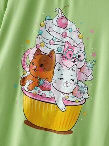 Tween 女童休闲卡通字母印花短袖 T 恤