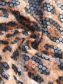 Aveloria Modichic 女士新款性感夜店风格复古豹纹亮片低腰迷你裙，内置短裤