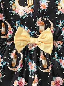 SHEIN Baby Girls Christmas Red Plaid Snowflake Decor Casual Dress, Comfortable & Suitable For New Year Outfit And Daily Casual Wear, Autumn/Winter