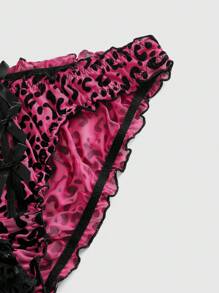 ROMWE Goth Set da 3 pezzo Perizoma in jacquard floccato con stampa leopardo e zebra stile gotico scuro