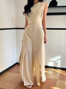 DAZY Women Loose High Split Solid Color Jumpsuit