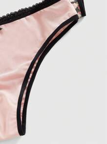 ROMWE 3pcs/Set Floral All-Over Print Lace & Mesh Splice Bikini Briefs, Rustic Style - Multicolor - View 3