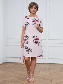 Miaspire Women's Round Neck Short Sleeve All-Over Floral Print Casual Short Dress,Birthday Dresses For Women,Summer Outfits, Floral Dress - Pink - View 5