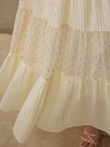 MOTF CONTRAST CHIFFON RUFFLE HEM DRESS