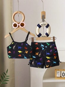 Young Girl Printed Random Pattern Swimwear Set