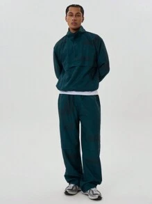 Musero Graphic Drawstring Parachute Pants - Dark Green - View 1