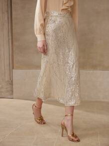MOTF PREMIUM SEQUIN BIAS CUT SKIRT