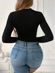 Women's Solid Color Patchwork Floral Lace Hollow Long Sleeve T-Shirt