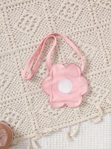 Baby Girl Contrast Color Cute Summer Suspender Dress And Floral Decoration Bag