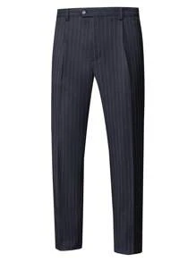 Manfinity Mode Plus Size Men's Striped Double Breasted Long Sleeve Minimalist Blazer And Pants Suit Set